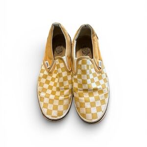 Vans Mustard Checkered Slip-On Sneakers